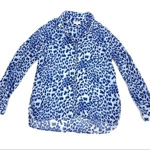 Michael Stars Blue Leopard Print Relaxed Fit Top